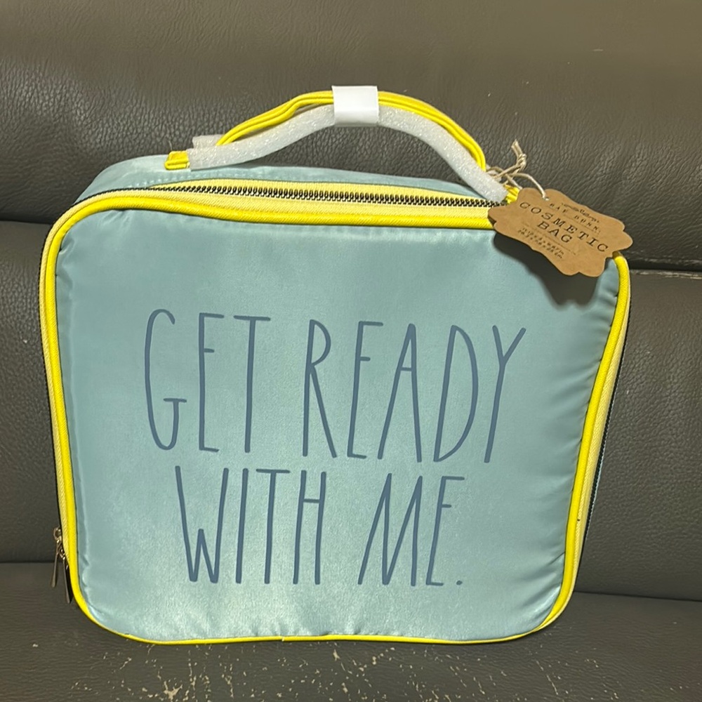 Rae Dunn Cosmetic Bag with neon trim